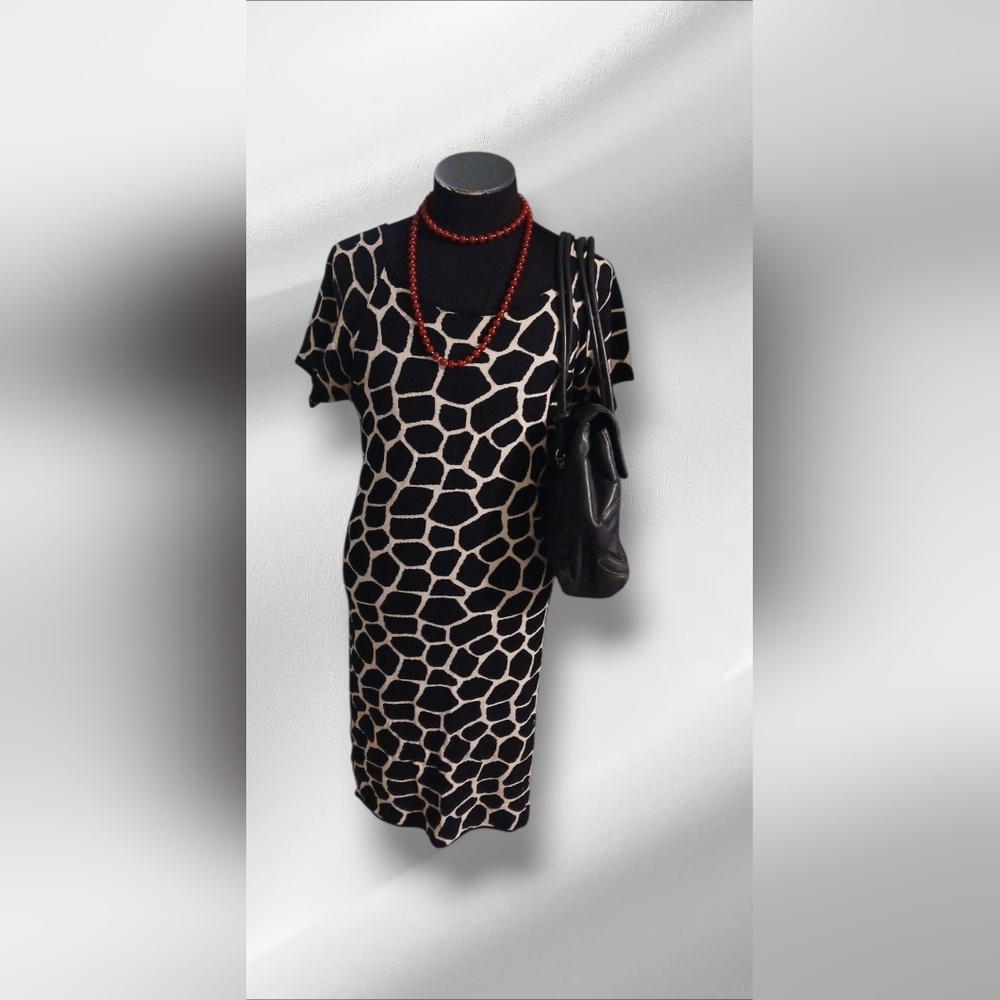 Talbots Cow Print Sweater Dress